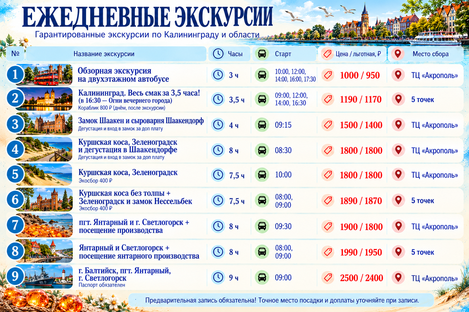 Ежедневные Экскурсии в Калининграде и области